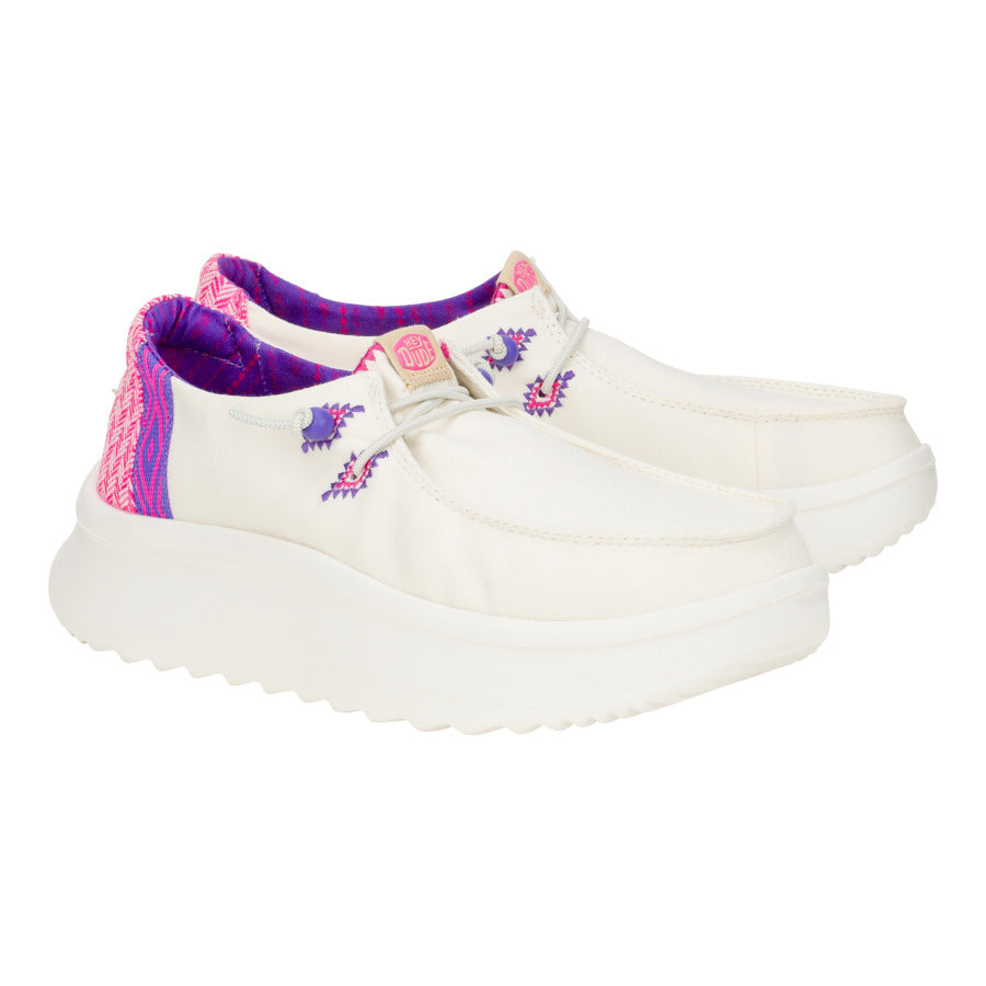 Wendy Peak Chambray Woven - White/Pink