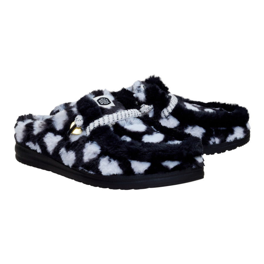 Wendy Slipper Hearts - Black/White