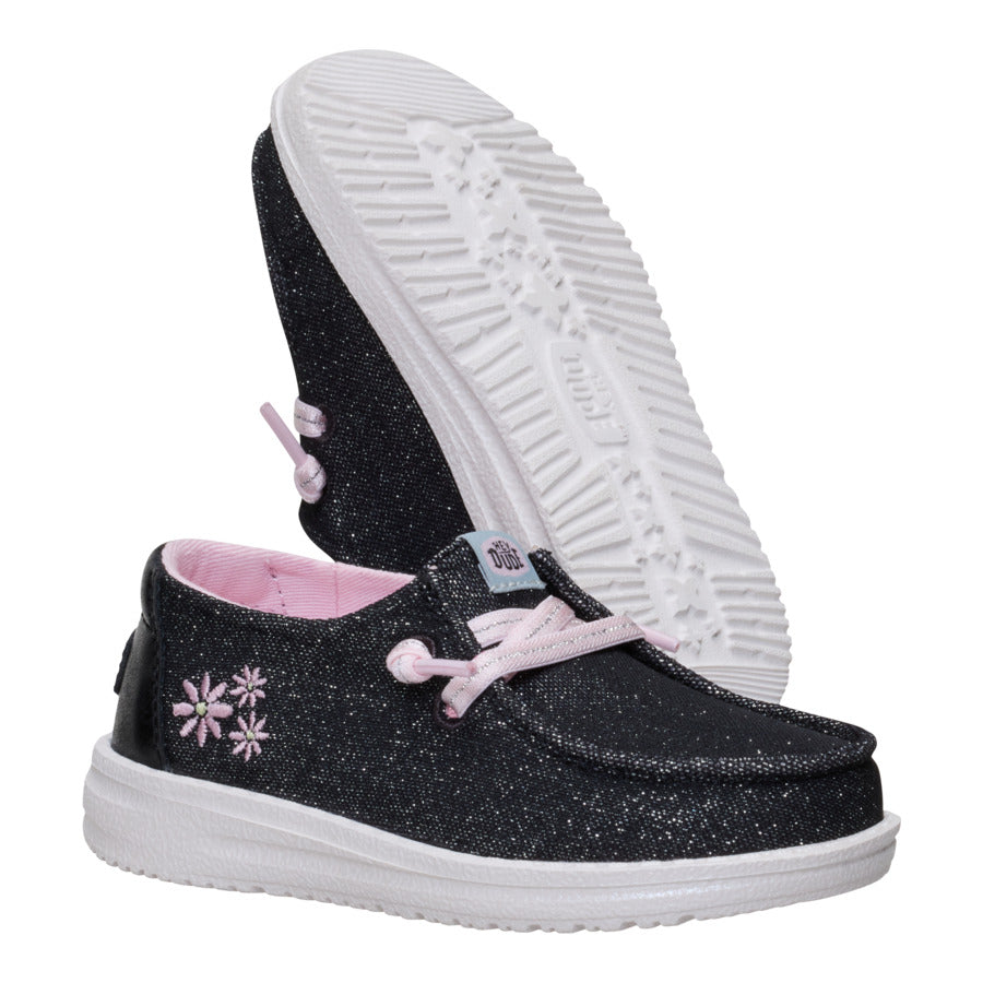 Wendy Toddler Shimmer Flower - Charcoal