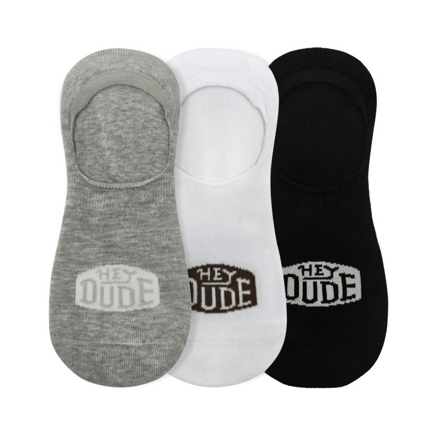HEYDUDE No Show Sock 3 Pack - Multi Grey/White/Black