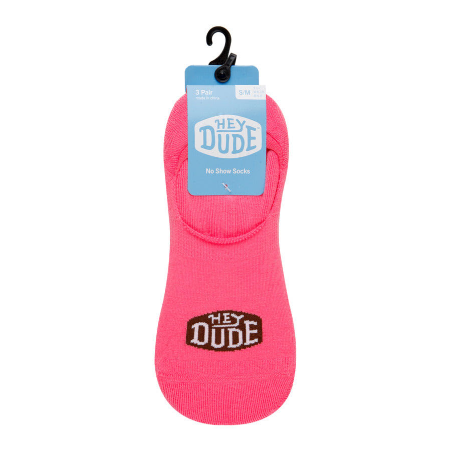HEYDUDE No Show Sock 3 Pack - Pink Lemonade